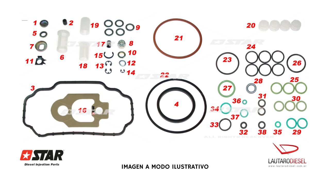 Kit reparo bomba Star Diesel Juego de juntas completo para bomba Delphi DP310 | 60.110/10