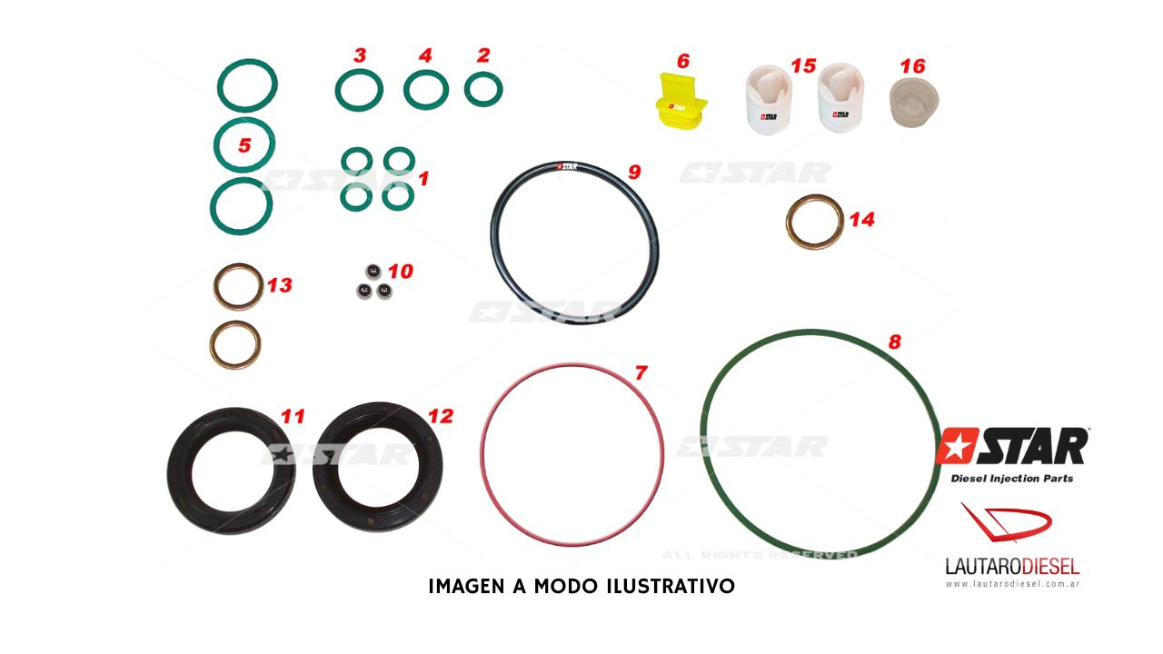 Kit reparo bomba Star Diesel Juego de juntas completo para bomba 0445010143 | 60.138