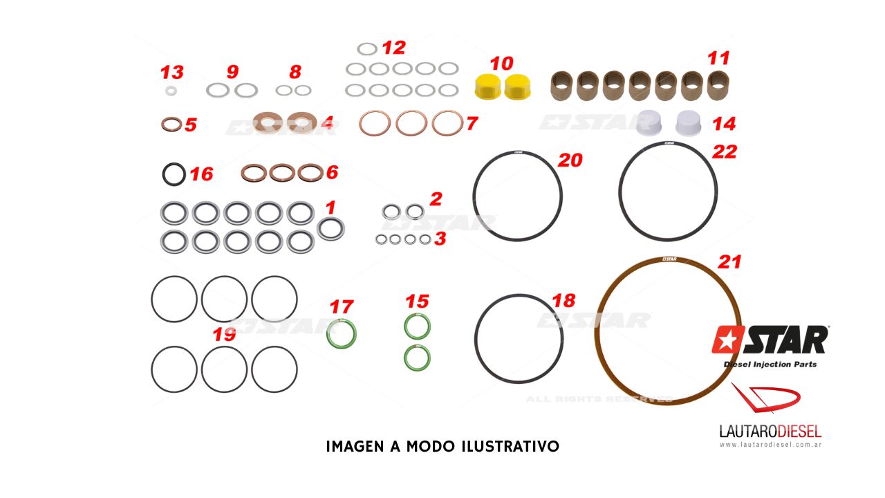 Kit de reparo Star Diesel para bomba Denso Jhon Deere T60166/3 | 60166/03